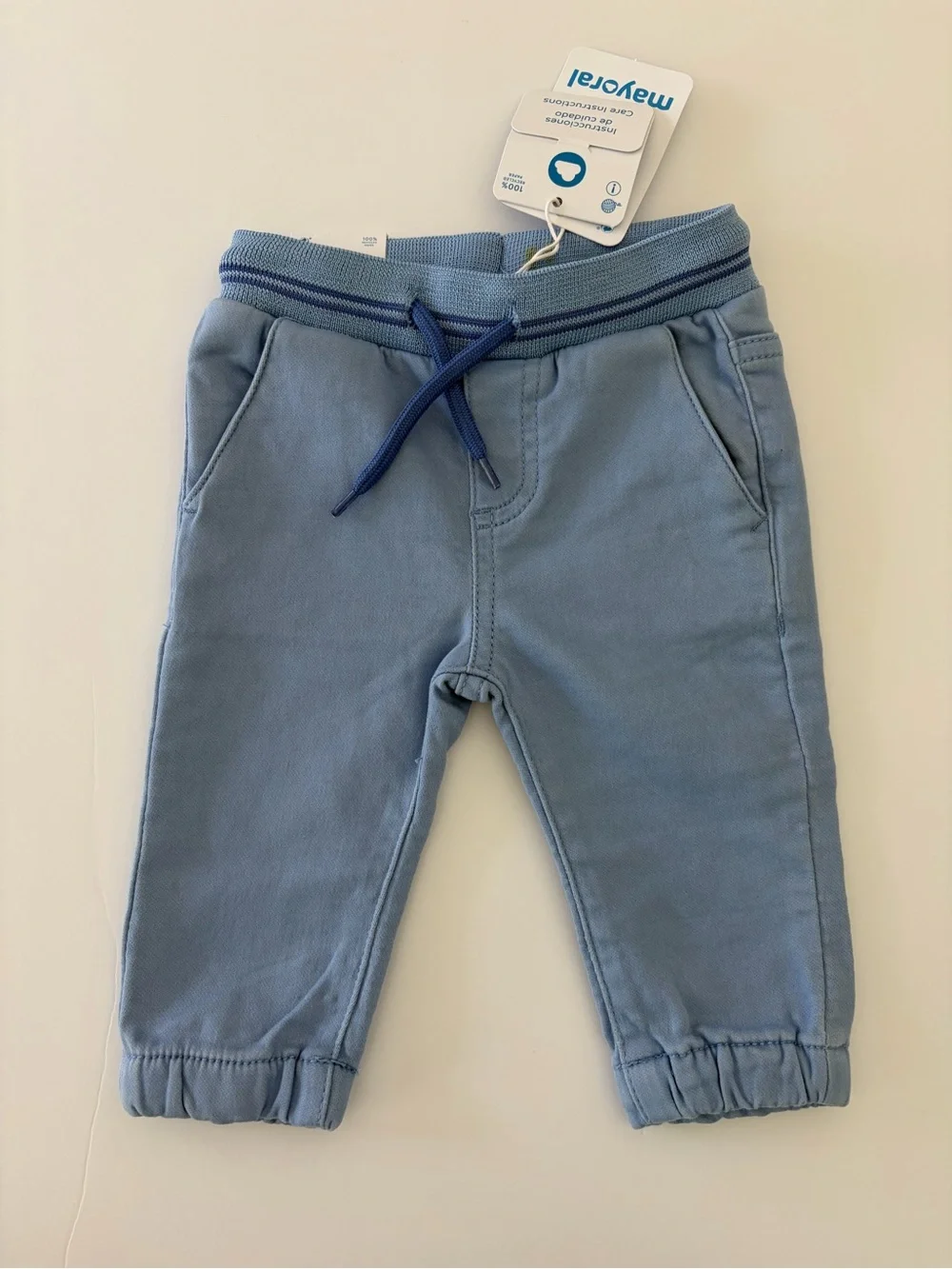 Mayoral Baby Light Blue Jogger Pants Size 6 Months NWT